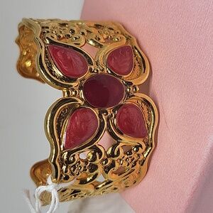 Gold-Tone w/Pink & Mauve Enamel Cuff Bracelet
